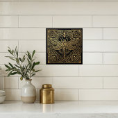 Art Deco Gold Dragonfly Black Geometric Design Tegeltje