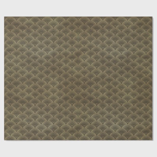 Art Deco Gold Elegant Scallop Waves Patroon Cadeaupapier (Vlak)