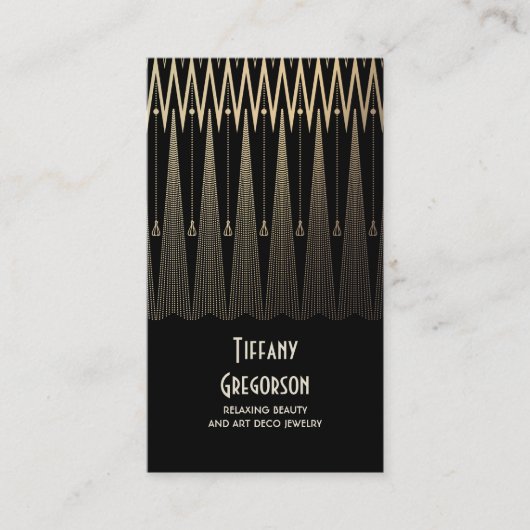 Art Deco Gold en Black Gatsby  Chic Visitekaartje (Voorkant)