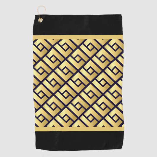Art Deco Gold en Black Golfhanddoek (Voorkant)