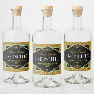 Art Deco Gold en Black Liqueur-label Likeurfles Etiket