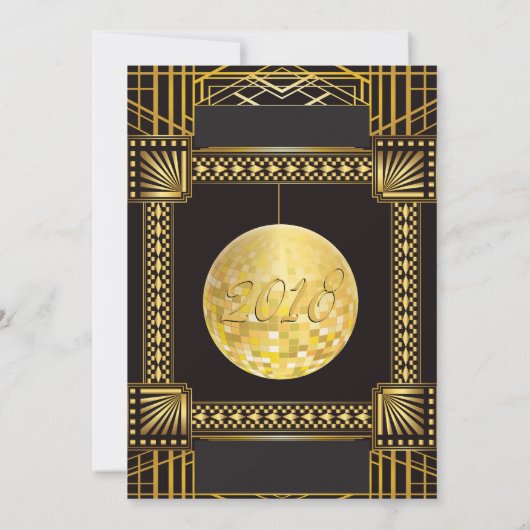 Art Deco Gold en Black NYE Gatsby Style Kaart (Achterkant)
