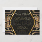 Art Deco Gold en Black Stylish Engagement Party Kaart (Achterkant)