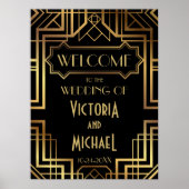 Art Deco Gold en Black Wedding Poster (Voorkant)
