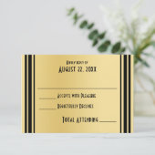 Art Deco Gold en Black Wedding Reactie RSVP Kaartje (Staand voorkant)