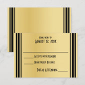 Art Deco Gold en Black Wedding Reactie RSVP Kaartje (Voorkant / Achterkant)