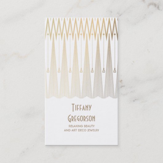 Art Deco Gold en White Gatsby  Chic Visitekaartje (Voorkant)