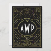 Art Deco Gold Engagement Party Kaart (Achterkant)