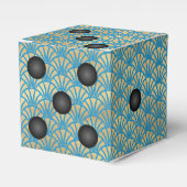 Art Deco Gold Fan Dice of Die Casino Party Bedankdoosjes (Voorkant Zijde)