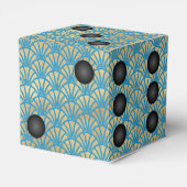 Art Deco Gold Fan Dice of Die Casino Party Bedankdoosjes (Achterkant)