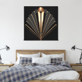 Art Deco Gold Fan Geometric Elegance Canvas Afdruk (Insitu (Slaapkamer))