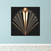 Art Deco Gold Fan Geometric Elegance Canvas Afdruk (Insitu (Houten vloer))