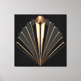 Art Deco Gold Fan Geometric Elegance Canvas Afdruk