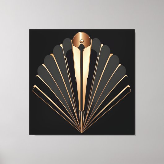 Art Deco Gold Fan Geometric Elegance Canvas Afdruk (Voorkant)