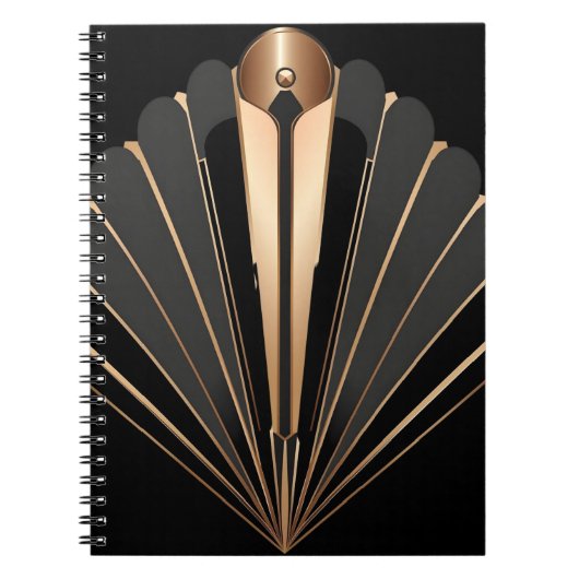 Art Deco Gold Fan Geometric Elegance Notitieboek (Voorkant)