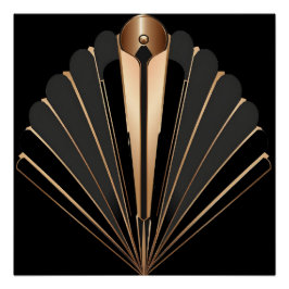 Art Deco Gold Fan Geometric Elegance Perfect Poster