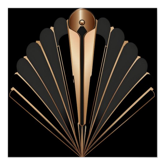 Art Deco Gold Fan Geometric Elegance Perfect Poster (Voorkant)