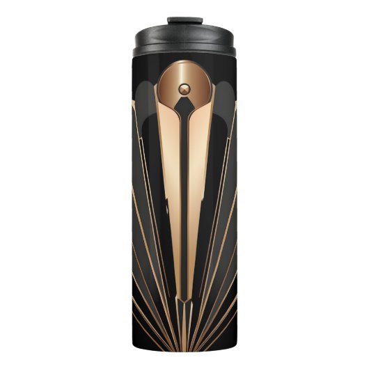 Art Deco Gold Fan Geometric Elegance Thermosbeker (Voorkant)