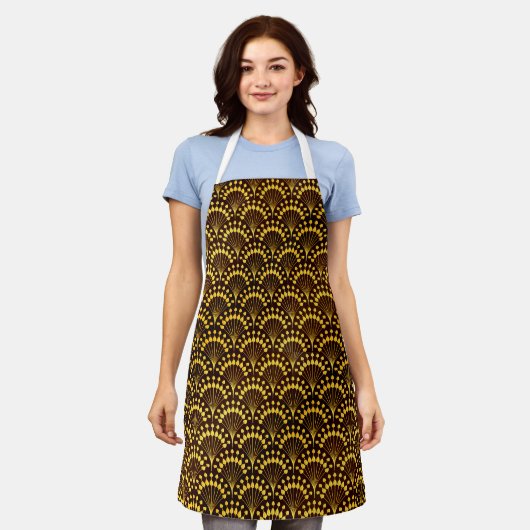 Art Deco Gold Fan Pattern Schort (Gedragen)