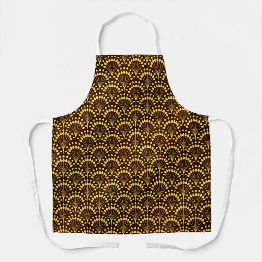 Art Deco Gold Fan Pattern Schort (Voorkant)