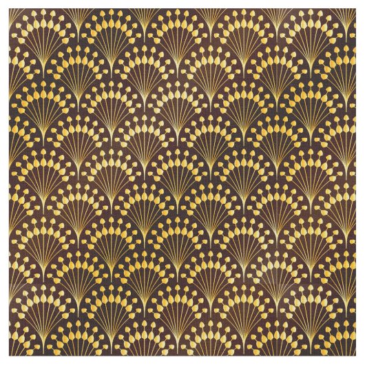 Art Deco Gold Fan Pattern Stof (Close Up)