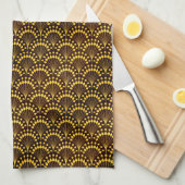 Art Deco Gold Fan Pattern Theedoek (Quarter Fold)