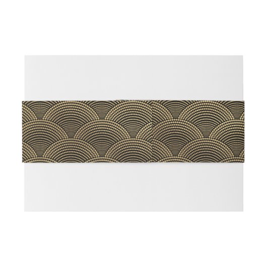 Art Deco Gold Fan Scallop Patroonmonogram Uitnodigingen Wikkel (Achterkant Voorbeeld)