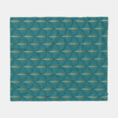 Art Deco Gold Fans op Turquoise Fleece Deken (Voorkant (Horizontaal))
