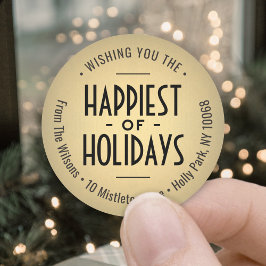 Art Deco Gold Faux Folie Xmas Return Address Label