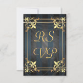 Art Deco Gold Filigree Black Rsvp (Voorkant)