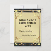 Art Deco Gold Filigree Black Rsvp (Achterkant)