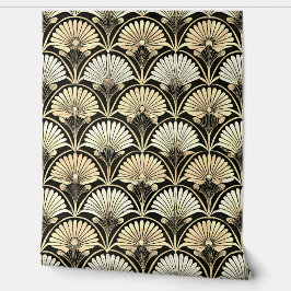 Art Deco Gold Floral Fan Accent Wall Behang
