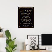 Art Deco Gold Gatsby Black Open Bar 18x24 Poster (Thuiskantoor)