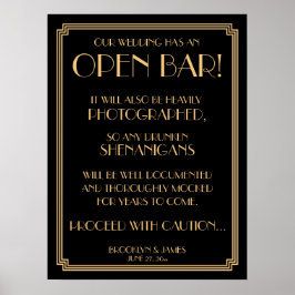 Art Deco Gold Gatsby Black Open Bar 18x24 Poster