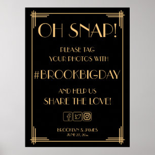  Art Deco Gold Gatsby Hashtag 18x24 Poster