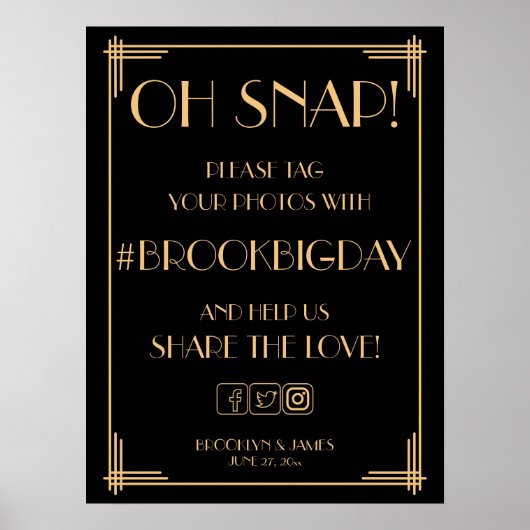  Art Deco Gold Gatsby Hashtag 18x24 Poster (Voorkant)