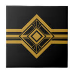 Art Deco Gold Geometric Border Black Tegeltje<br><div class="desc">Een gouden, geometrische detailvorm in de vorm van een scherp kunstdecostijl ornament decoratieve keramische tegel aan de rand op een zwarte achtergrond. Houd er rekening mee dat goud een mosterdgele platte kleurenafdruk is en geen echte gouden kleur. Stijlvol en origineel ontwerp, perfect voor modern of kunstdeco interieur.</div>