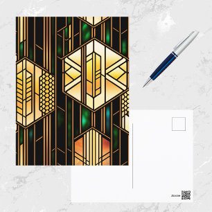 Art Deco Gold Glas in lood Briefkaart