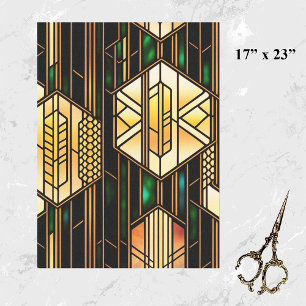 Art Deco Gold Glas in lood - Kunstwerk Groot Tissuepapier