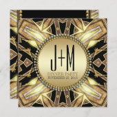 Art Deco Gold Glow Dinner Party Invitation Kaart (Voorkant / Achterkant)