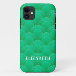 Art Deco Gold Green Name Aangepast Case-Mate iPhone Case