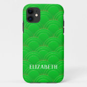 Art Deco Gold Green Name Persoonlijk Case-Mate iPhone Case (Achterkant)