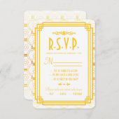 Art Deco Gold huwelijksreactie Kaarten RSVP Kaartje (Voorkant / Achterkant)