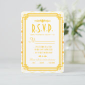 Art Deco Gold huwelijksreactie Kaarten RSVP Kaartje (Staand voorkant)