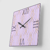 Art Deco Gold, Lavender & Plum Square-wandklok Vierkante Klok (Hoek)