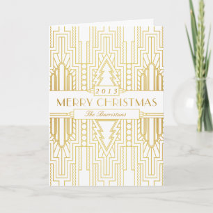 Art Deco Gold Leaf Merry kerstKaart Feestdagen Kaart