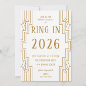 Art Deco Gold Lijst Nieuwjaarsfeest Kaart (Voorkant)