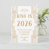 Art Deco Gold Lijst Nieuwjaarsfeest Kaart (Staand voorkant)