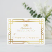 Art Deco  Gold Lijst RSVP-respons Kaart (Staand voorkant)
