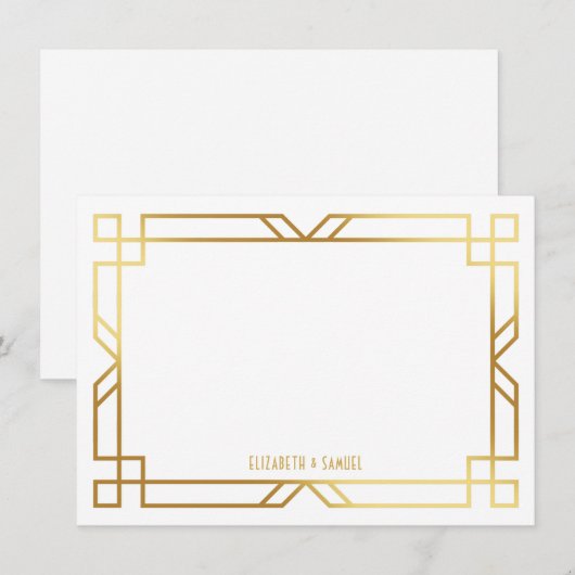 Art Deco Gold Lijst - Speciaal papier Notitiekaartje (Voorkant / Achterkant)